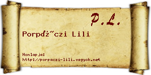 Porpáczi Lili névjegykártya
